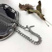 VAF COOL! Collier chaîne cubaine personnalisé de 45 cm/50 cm avec fermoir à chaîne large et zircon diamanté, boucle OT en acier inoxydable pour homme