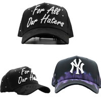 Gorra de béisbol deportiva personalizada de 5 paneles con visera ancha, patrón de letras, bordado a mano en lona, gorra trucker de gamuza ajustable, Common Puff