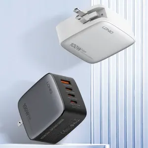 LDNIO Q408 100W GaN Carregador Super Rápido EUA/REINO UNIDO/UE Plug 1 USB 3 Tipo C Adaptador de Parede Carregador de Celular