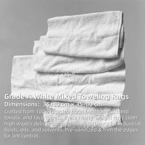 Paños de Limpieza Blancos de Algodón Puro, Paños de Limpieza Profesionales Blancos para Taller, Resistentes, para Limpieza Industrial - Product Image 2