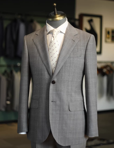 Giacca da Completo in Lana Grigio Chiaro a Quadri per Uomo, Design Personalizzato OEM ODM, Stile Senza Tempo per Businessman Globali - Product Image 1