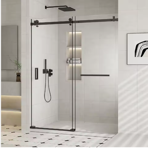 Pantalla de <span class=keywords><strong>ducha</strong></span> deslizante de acero inoxidable sin marco cuadrado moderno OGUPIN con diseño portátil para apartamento - Product Image 3