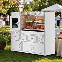Grill argentin en acier inoxydable robuste et four à pizza au bois, station de cuisson extérieure commerciale pour hôtel