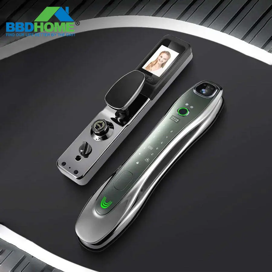BBDHOME 3D จดจําใบหน้าลายนิ้วมือ Biometric Tuya WIFI App รีโมทคอนโทรลความปลอดภัยสมาร์ทล็อคอัตโนมัติเต็มรูปแบบพร้อมกล้อง