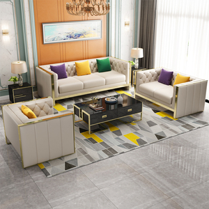 Sectionnel canapé en cuir 3 2 1 de luxe ensemble moderne prix pour salon - Product Image 1