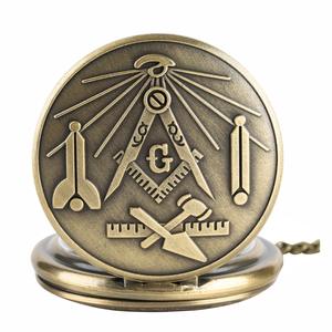 Toptan Vintage masonik cep saati bronz makine mason basit büyük kolye cep saati - Product Image 2