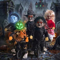 Poupée fantôme électrique d'Halloween transfrontalière, sonore et mobile, lumineuse, avec fonction de montée sur citrouille, sorcière squelette, pour effets d'horreur, farces et décoration