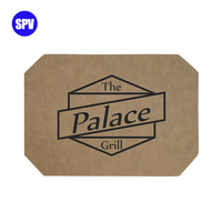 Vente en gros de napperon de salle à manger classique élégant en cuir PU souple napperons en similicuir avec logo gravé au laser