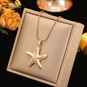 Collana con stella in acciaio inossidabile e stelle smaltate, ciondolo da donna in stile oceano, collana con ciondolo in acciaio inossidabile. - Product Image 5