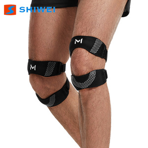 Attelle de genou Shiwei avec sangle rotulienne réglable et respirante pour la course, la corde à sauter, unisexe, gris, noir, bleu - Product Image 5