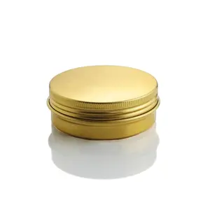 Benutzer definierte 1oz 2oz 3oz Gold Kosmetik Aluminium Dose Lippen balsam Runde Glas Weihnachts kerze Behälter Metall Zinn Box Schraub verschluss