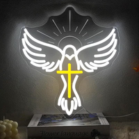 Enseigne néon LED de foi chrétienne avec motif croix, colombe sainte et Jésus, décoration murale religieuse personnalisée pour intérieur et fêtes