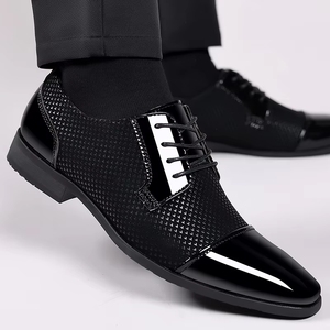 Scarpe da <span class=keywords><strong>uomo</strong></span> stringate in poliestere, nuove, eleganti e casual, traspiranti, comode, con punta rinforzata, stile britannico coreano, ideali per la primavera, l'autunno e per lo sposo. - Product Image 3