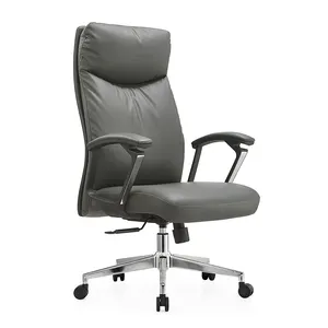 Высокое качество удобный стул с высокой спинкой офисная мебель современные серые кожаные офисные кресла