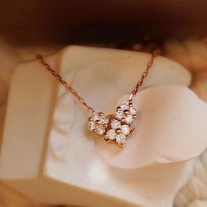 Xinfly Fashion Real 18k Gold Jewelry Friendship Charm Heart Lucky Four <b>Leaf</b> Clover Pendant Diamond Necklace - Product Image 2