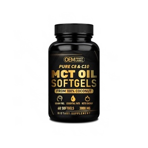 น้ำมัน MCT แบบซอฟต์เจล 3000 มก. 60 แคปซูล ยี่ห้อ OEM สำหรับผลิตภัณฑ์ฉลากส่วนตัว  บริสุทธิ์จาก C8 C10 ผลิตจากมะพร้าว อาหารเสริมลดคาร์โบไฮเดรต - Product Image 1