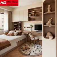 Meubles de chambre à coucher modernes sur mesure : Armoire intégrée en mélamine, bureau et lit de rangement, design de meubles tout-en-un gain de place