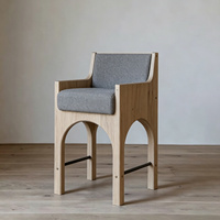 Tabouret de bar vintage pour îlot de cuisine, tabouret de bar en bois massif, sensation de luxe léger, tabouret haut de comptoir