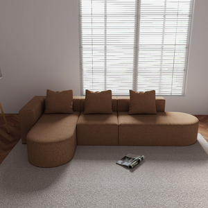 Canapé modulaire en tissu suédé en forme de L, 3 pièces, design incurvé, écologique, compressé, élégant, gain de place, pour salon - Product Image 3