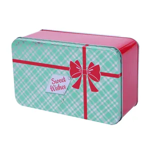 批发长方形饼干锡盒定制印花圣诞礼品装饰圣诞锡盒饼干蛋糕金属锡罐