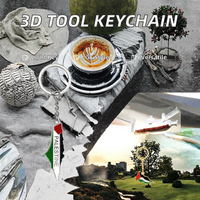 Llavero de moda con mapa y bandera de Palestina, mosquetón de aleación de zinc con esmalte suave, modelo de herramienta multimetálica 3D simulada (llave inglesa y hacha)