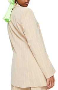 Abiti da <span class=keywords><strong>donna</strong></span> a righe personalizzati colletto dentellato oversize un bottone di alta qualità nuovi disegni giacca Blazer da <span class=keywords><strong>donna</strong></span> a maniche corte - Product Image 4