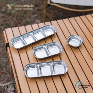 Stainless Steel Rectangular 3-Compartment <b>Dipping</b> Dish for Sauce Serving - Product Image 6