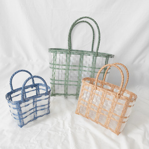 Casual Tote Waterproof <strong>Hamper</strong> Wholesale Cheap Hand Woven Picnic Travel Basket Big Two PVC Lining Handles Tote Bags <strong>for</strong> <strong>Women</strong> - Product Image 3