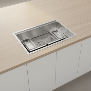 Évier de cuisine encastré en acier inoxydable à cuve unique de 23x19x10 pouces avec grille et accessoires - Product Image 2