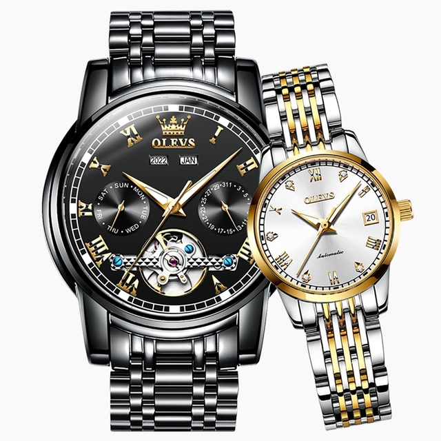 Luxury Automatic Mechanical Wristwatch Top Brand Olevs Tourbillon Gift Couple Watch for Lovers