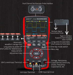 FYX Stock nouveau ZT-703S multimètre double canal oscilloscope générateur de Signal 3in1 haute précision 3.5 "écran - Product Image 5