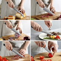 Ensemble de couteaux de cuisine japonais avec logo personnalisé GRATUIT, couteau de chef en acier inoxydable Damas à motif laser, couteau à steak, couteau Santoku, couteau utilitaire, couteau à fruits