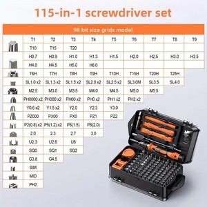 Kit de tournevis et grattoirs multifonctionnels manuels 115-en-1 en acier au carbone avec étui rigide pour réparation et démontage de téléphones portables - Product Image 4