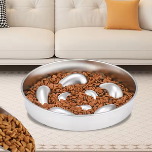 Gamelle pour animaux de compagnie grande capacité en acier inoxydable, gamelle anti-glouton pour chien avec base antidérapante en silicone pour chats et eau - Product Image 1