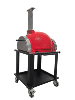 Four à pizza portable moderne de 26 pouces avec plateau roulant, four à bois en céramique, barbecue en acier inoxydable pour le camping et le jardin