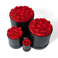 MCFloral Red Handmade Christmas Decors Stabilisierte natürliche Rose Eterne lle Unsterbliche konservierte Blumen in runder Schachtel