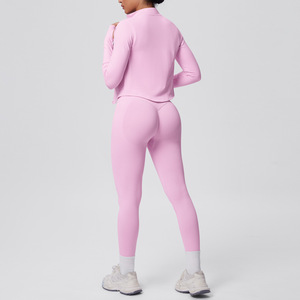 Ensemble de yoga 5 pièces sans couture pour femmes grandes tailles, respirant, séchage rapide, léger, imperméable, ajustement parfait, taille haute, fermeture éclair intégrale, pour entraînement et gym - Product Image 3