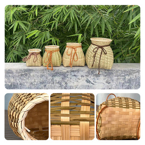 Bamboo Woven Baskets Natural Handmade Craft Home Decoration Small Decorative Storage Bamboo Green Manual Weaving - Product Image 1