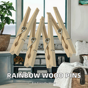 Factory Direct Sale <b>Rainbow</b> Color Wooden Clothes Pegs Eco-Friendly Durable -Stainless Steel Hook for DIY Wholesale Natural <b>Wood</b> - Product Image 2