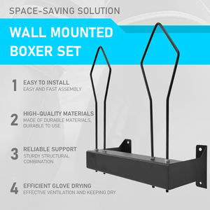 Supporto per Guantoni da Boxe e Parastinchi JH-Mech con Montaggio a Parete, Rastrelliera Nera per Guantoni da Boxe per Palestre e Impianti di Allenamento - Product Image 5