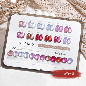 Ailanuo ชุดน้ำยาทาเล็บ12สีสำหรับฤดูใบไม้ผลิฤดูร้อนสีฟ้าสีเขียวม่วงนู้ดประกายเจลทาเล็บตาแมว9D เป็นประกาย - Product Image 3