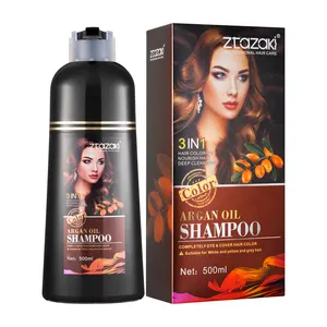 Ztazaki Fashion Argan Oil Hair Color Shampoo Nourishes Chestnut Brown Hair Dye Repair Color-Protection Hair Colour Dye