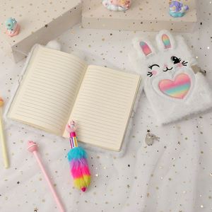 Carnet de notes moelleux pour enfants, journal intime lapin avec cadenas, jouets en peluche renard, cadeau pour adolescentes - Product Image 3