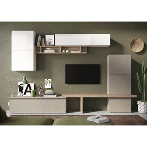 Modulo Soggiorno INFINITY 2.0 CLAY/BIANCO LUCIDO/CADIZ - Product Image 1
