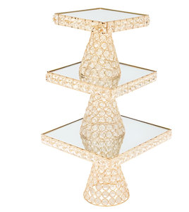 Premium Luxury Crystal Metallic Glass Cake Pastry Stand Wedding Restaurant Home in Best Price - Product Image 3
