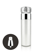 Pot cosmétique de luxe à double paroi en acrylique, vide, pour crème visage, rond, en plastique, avec couvercle argenté, pour soins de la peau