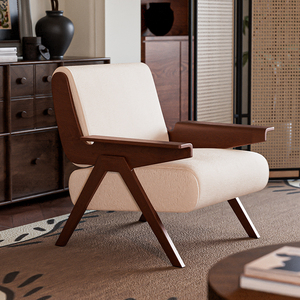 <span class=keywords><strong>Chaise</strong></span> de canapé de bras en bois massif moderne de luxe nordique loisirs pour salon chambre paresseux élégant salon tuffé confort Design Unique - Product Image 5