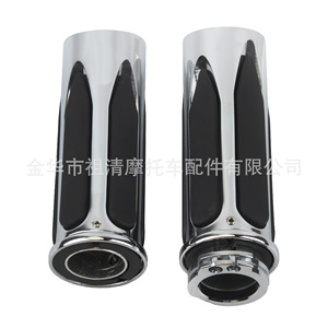 Zuqing Motorcycle Handlebar Grips Aluminum Alloy CNC Retro Harley Compatible Throttle Grips <b>Sunscreen</b> <b>Waterproof</b> Slip Resistant - Product Image 1