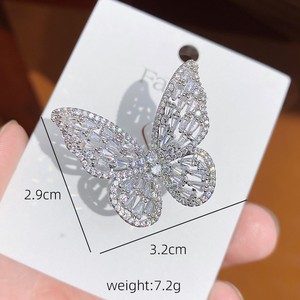 Cincin Kupu-kupu Besar Warna Pink Brass untuk Wanita, Cincin Jari Terbuka yang Dapat Disesuaikan dengan Zirkon Berkilau, Hadiah - Product Image 5