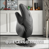 Mouse Optik Nirkabel Ergonomis 2.4G Tanpa Suara Sensitivitas Kecepatan 3 Tingkat Antarmuka USB Dapat Diisi Ulang Vertikal Bebas Nyeri